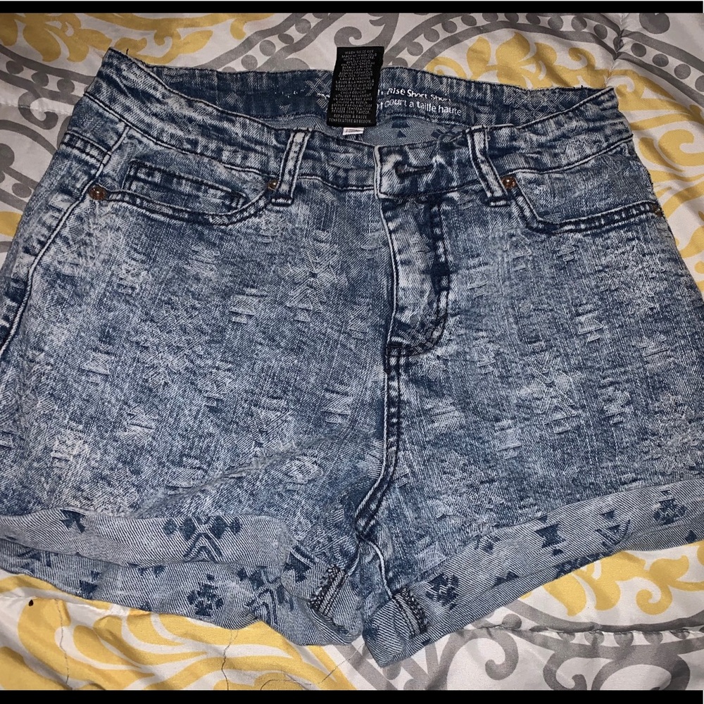 High Rise Acid Wash Jean Shorts